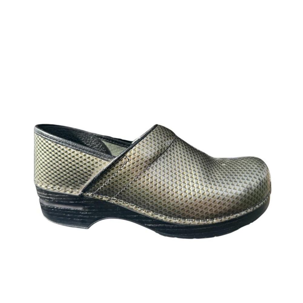 Dansko Professional Clog Silver Geometric Pattern Women size 40 US 10
